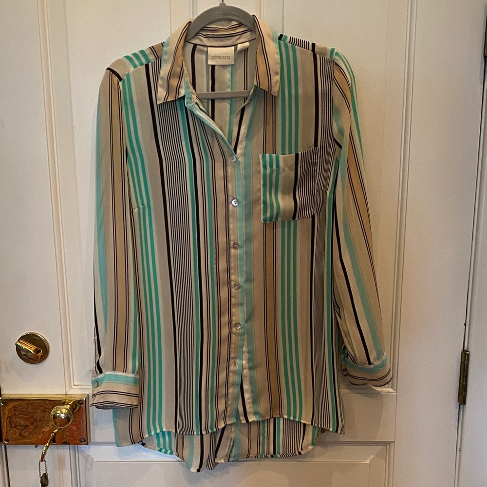 Chico's Multicolor Striped Button Down Shirt
